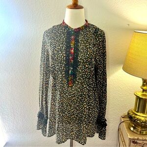 LOFT Floral Popover Blouse Size Medium